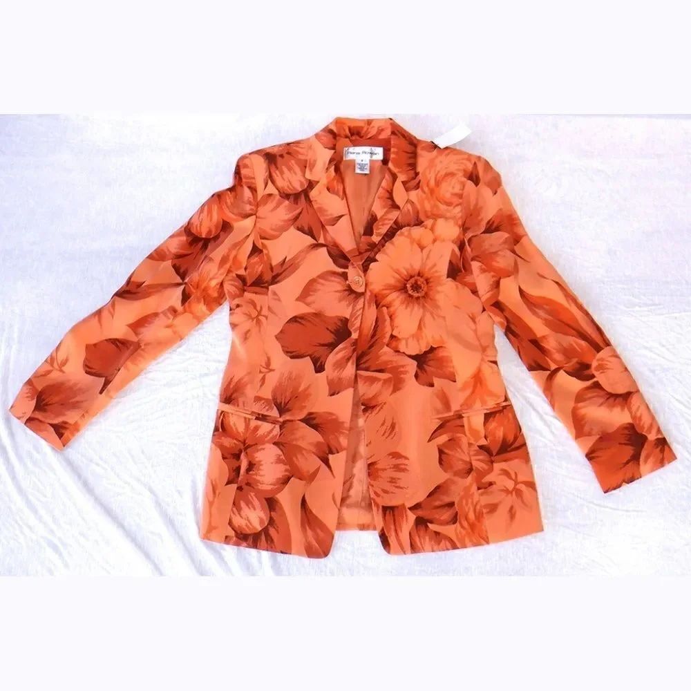 Rena Rowan Orange flowers silk jacket